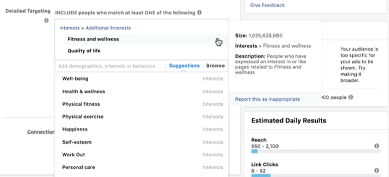详细的兴趣定位在Facebook用户的见解