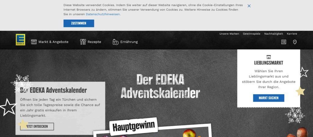 Edeka超市符合GDPR的主页