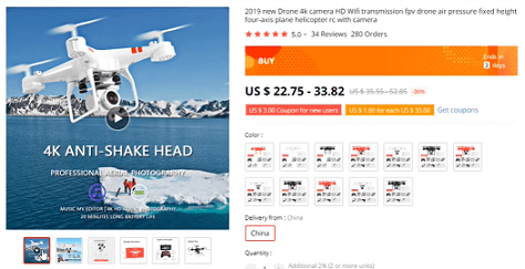 无人机被列入2020年避免掉货的产品清单