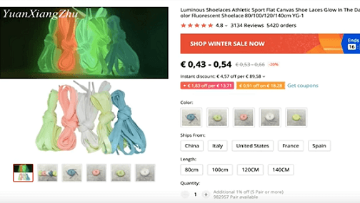 在黑暗中发光的鞋带dropshipping产品