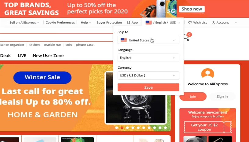 如何查看从美国仓库发货的产品