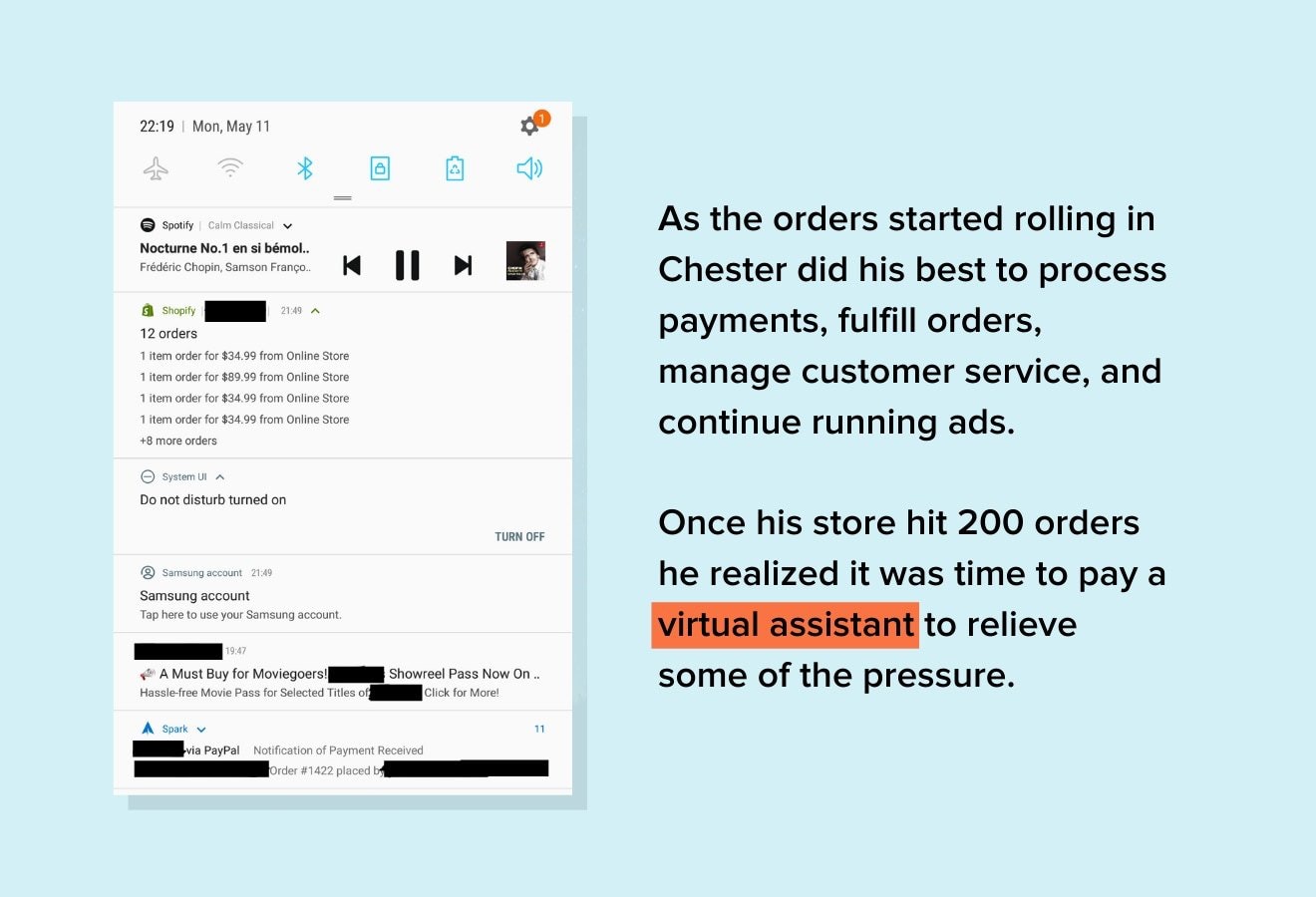 切斯特·李在Shopify应用程序上的订单