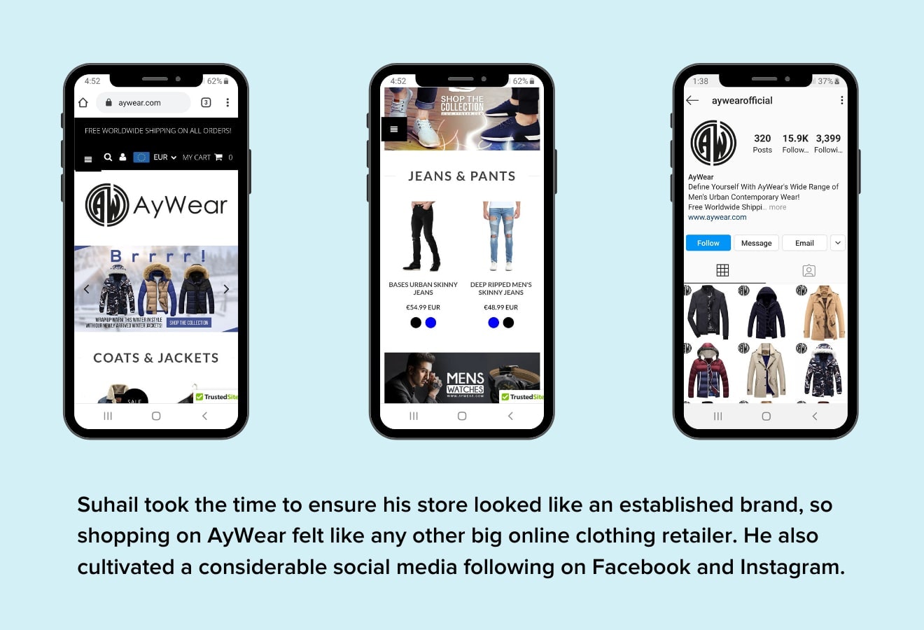 Aywear网站和社交媒体