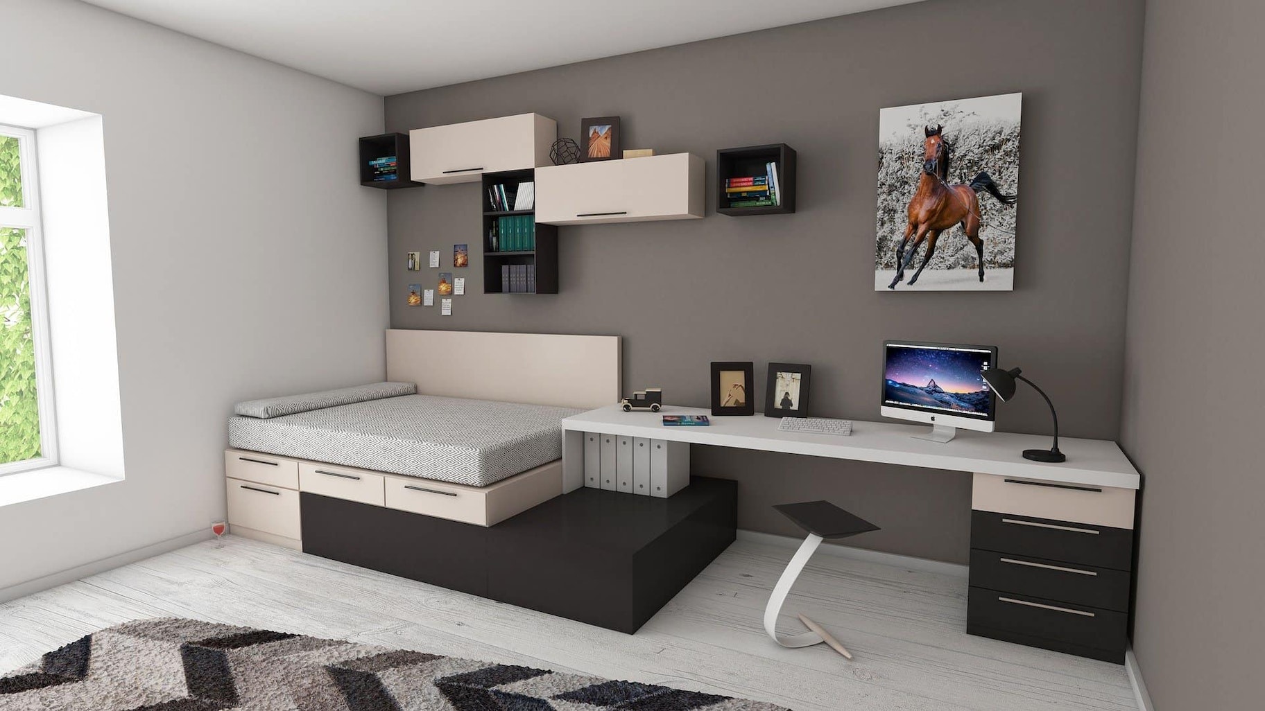 A workspace in a bedroom