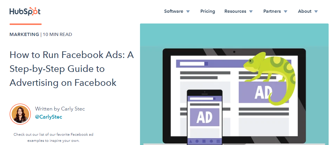 HubSpot在Facebook广告上的内容截图