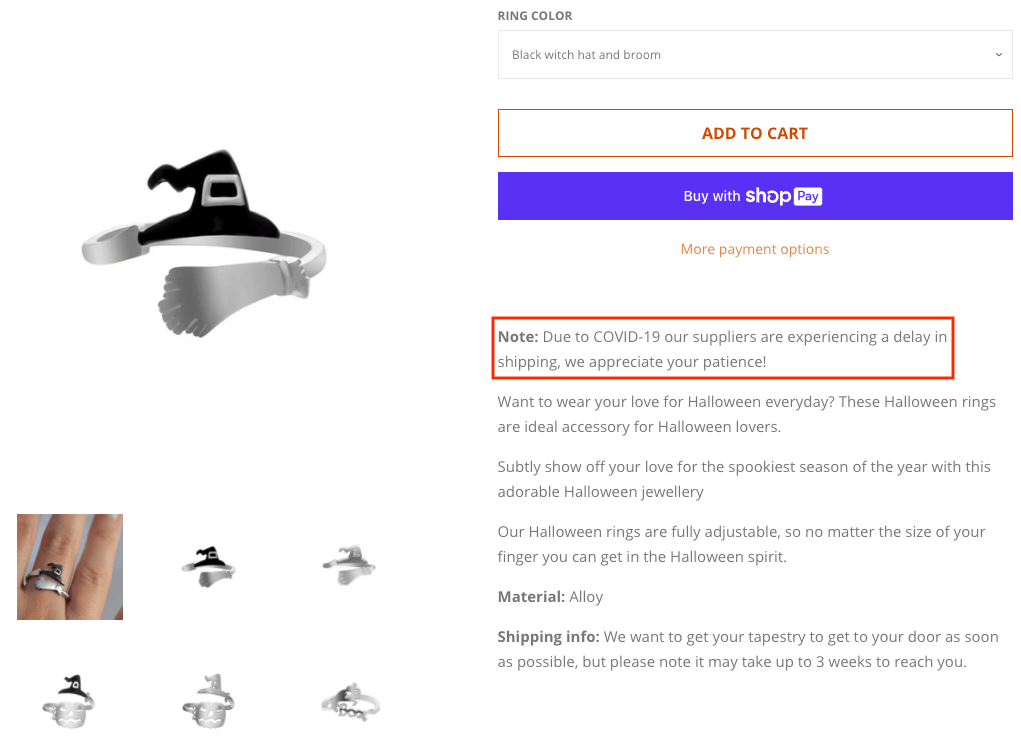 星球万圣节产品页面的截图