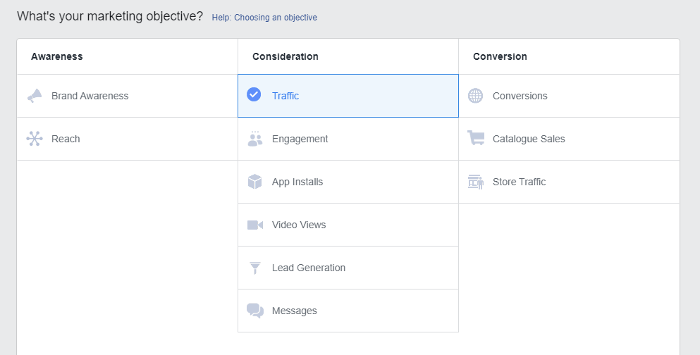 Facebook广告活动目标