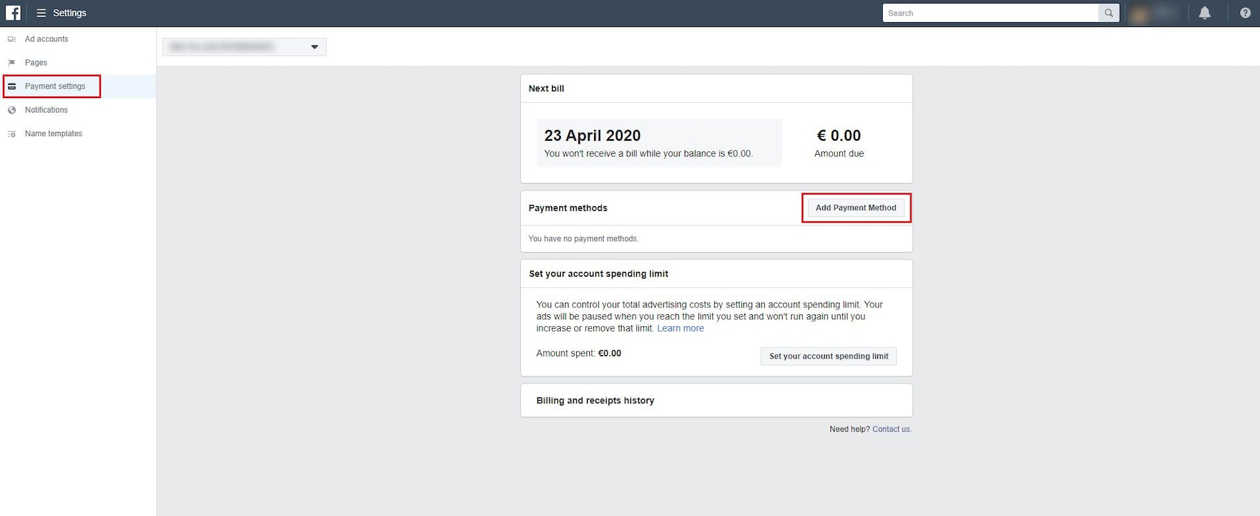 增加Facebook广告支付方式