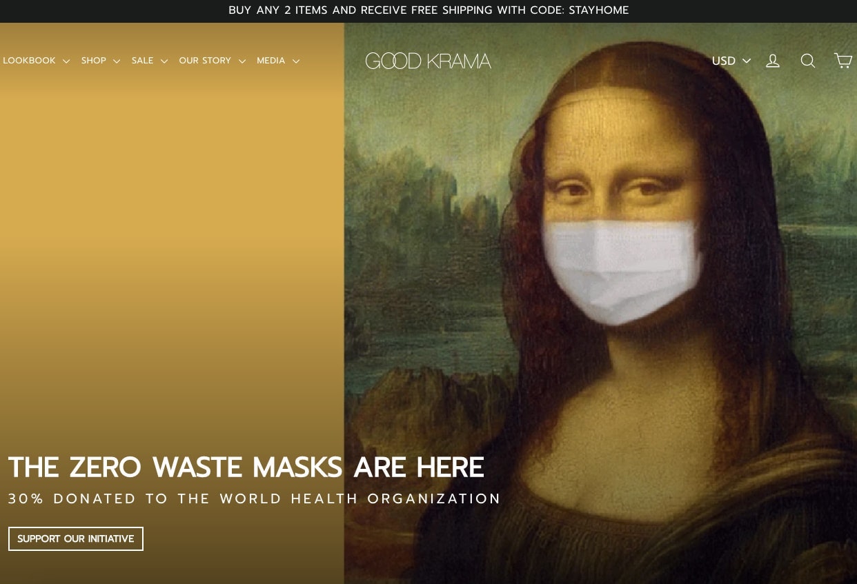 好克拉玛主页的截图,上面有它的零浪费面具