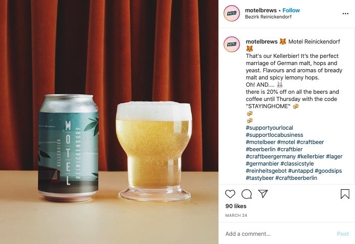 汽车旅馆酿造的社交媒体帖子