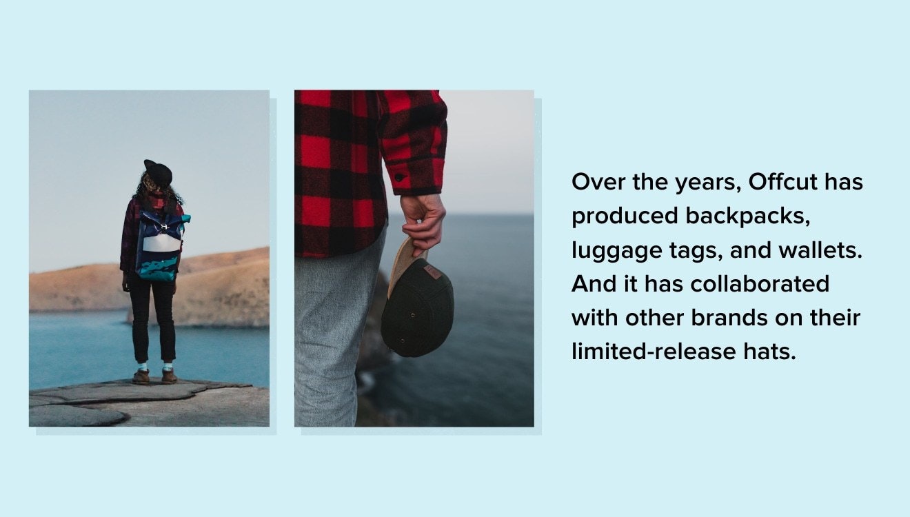 裁切产品的两个例子——帽子和背包