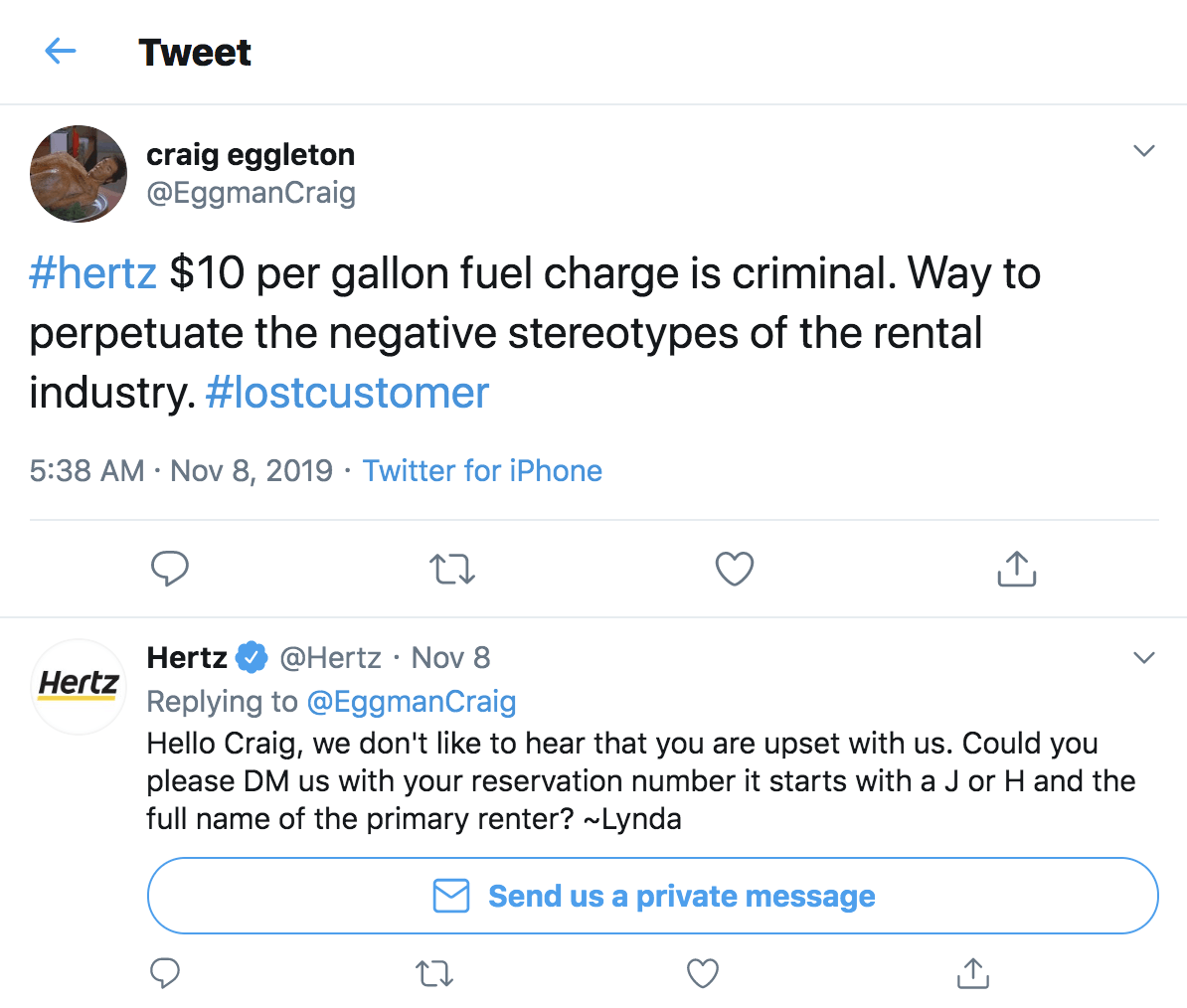 赫兹社交媒体客户服务