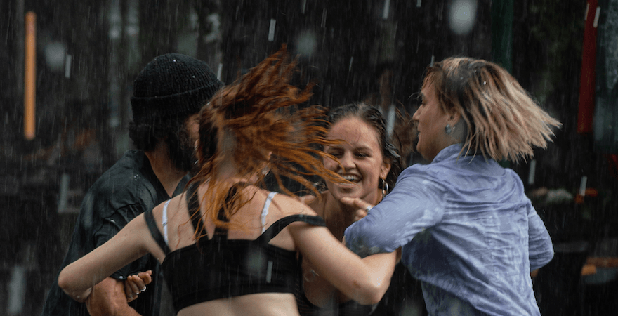 dancing in rain