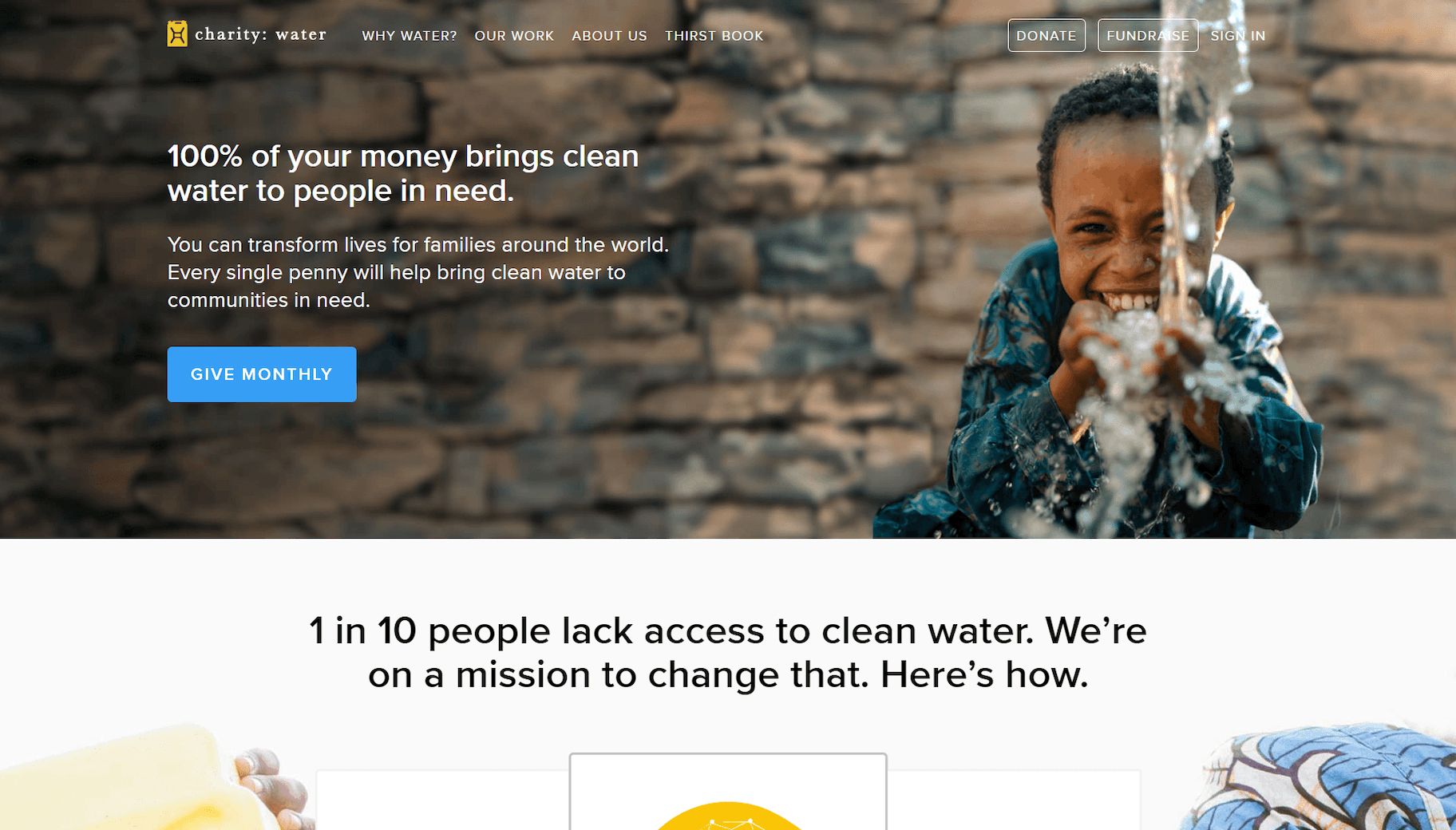 charity: water unique selling prposition