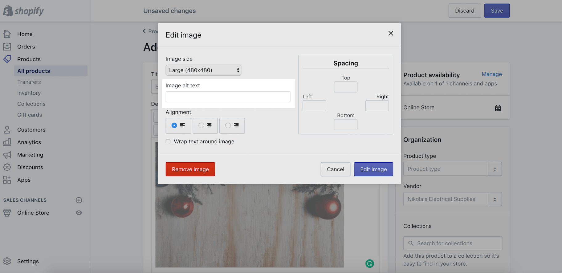 Shopify alt标签图像