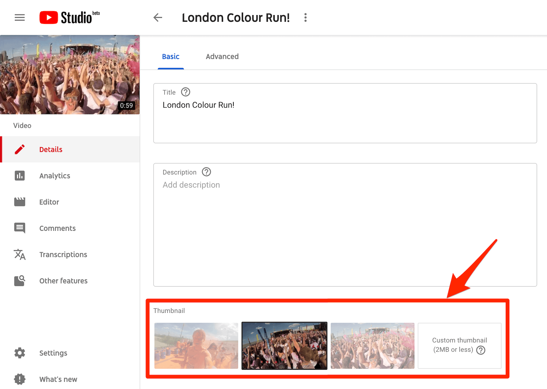 YouTube上的自动缩略图