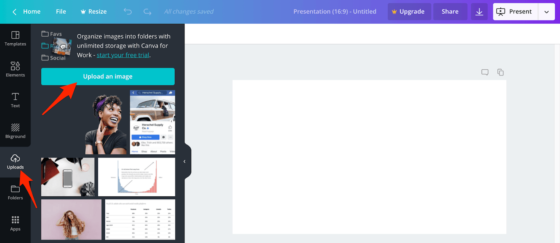 Upload Image in Canva