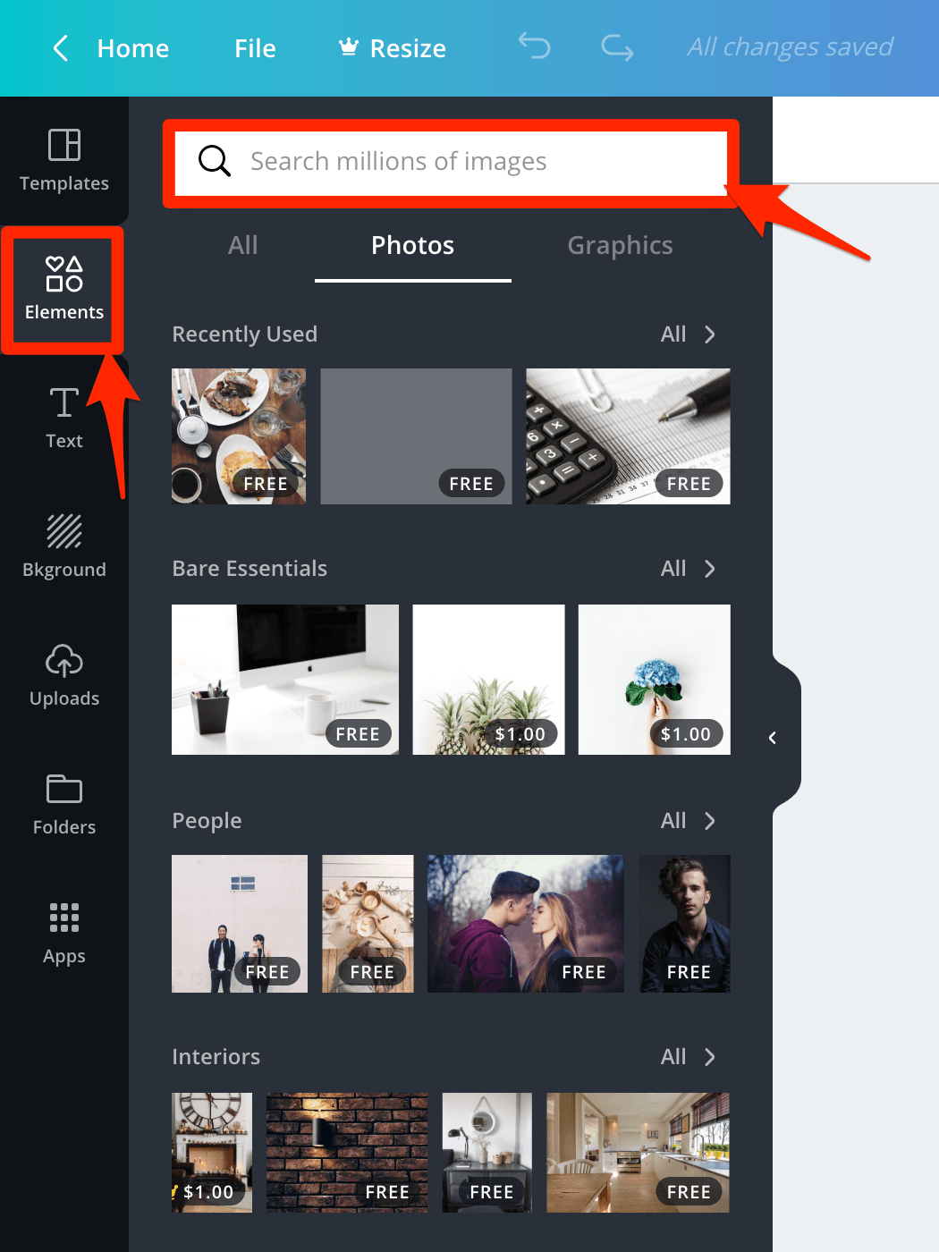 Search for Images Canva