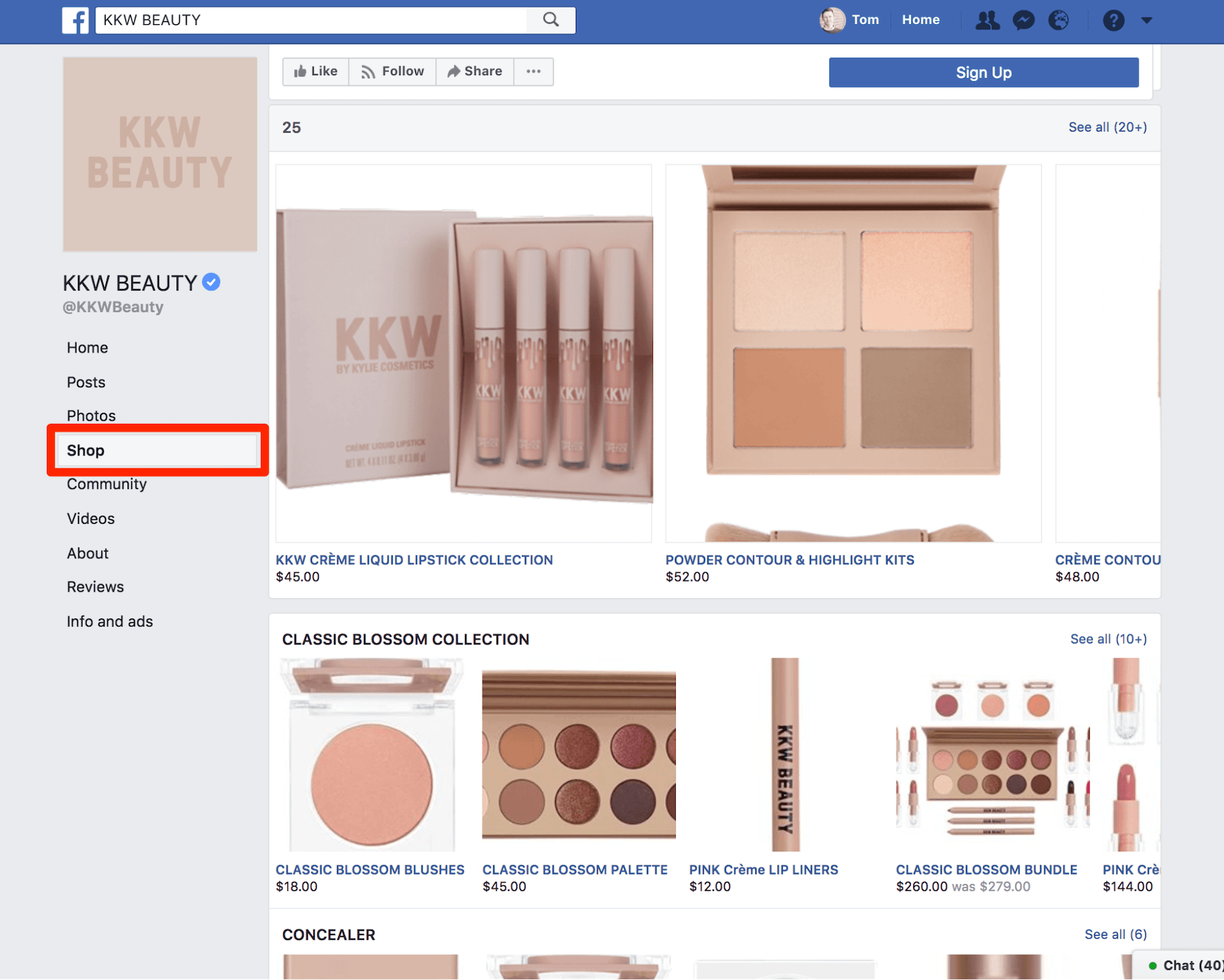 Facebook商店标签