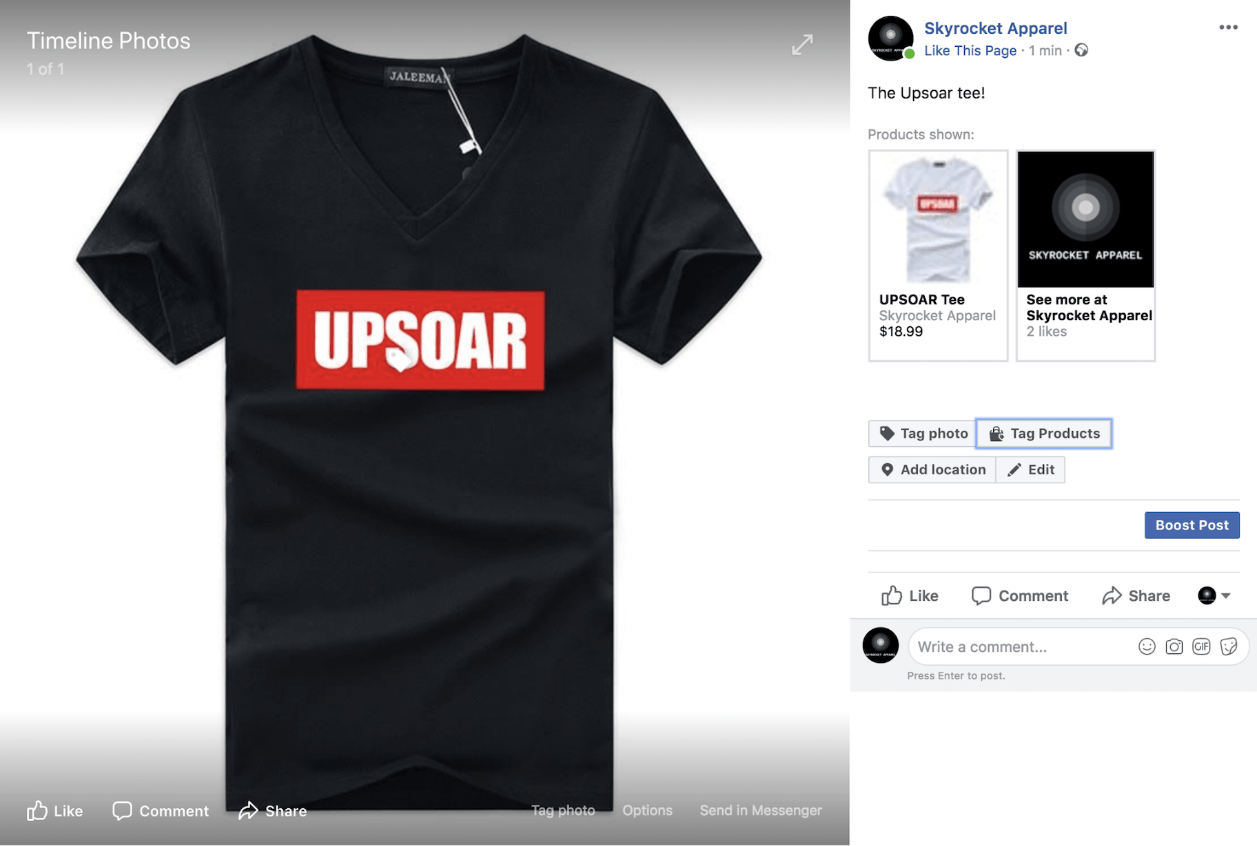 Facebook商店产品页面