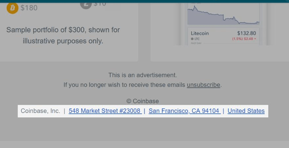 电子邮件包括公司地址