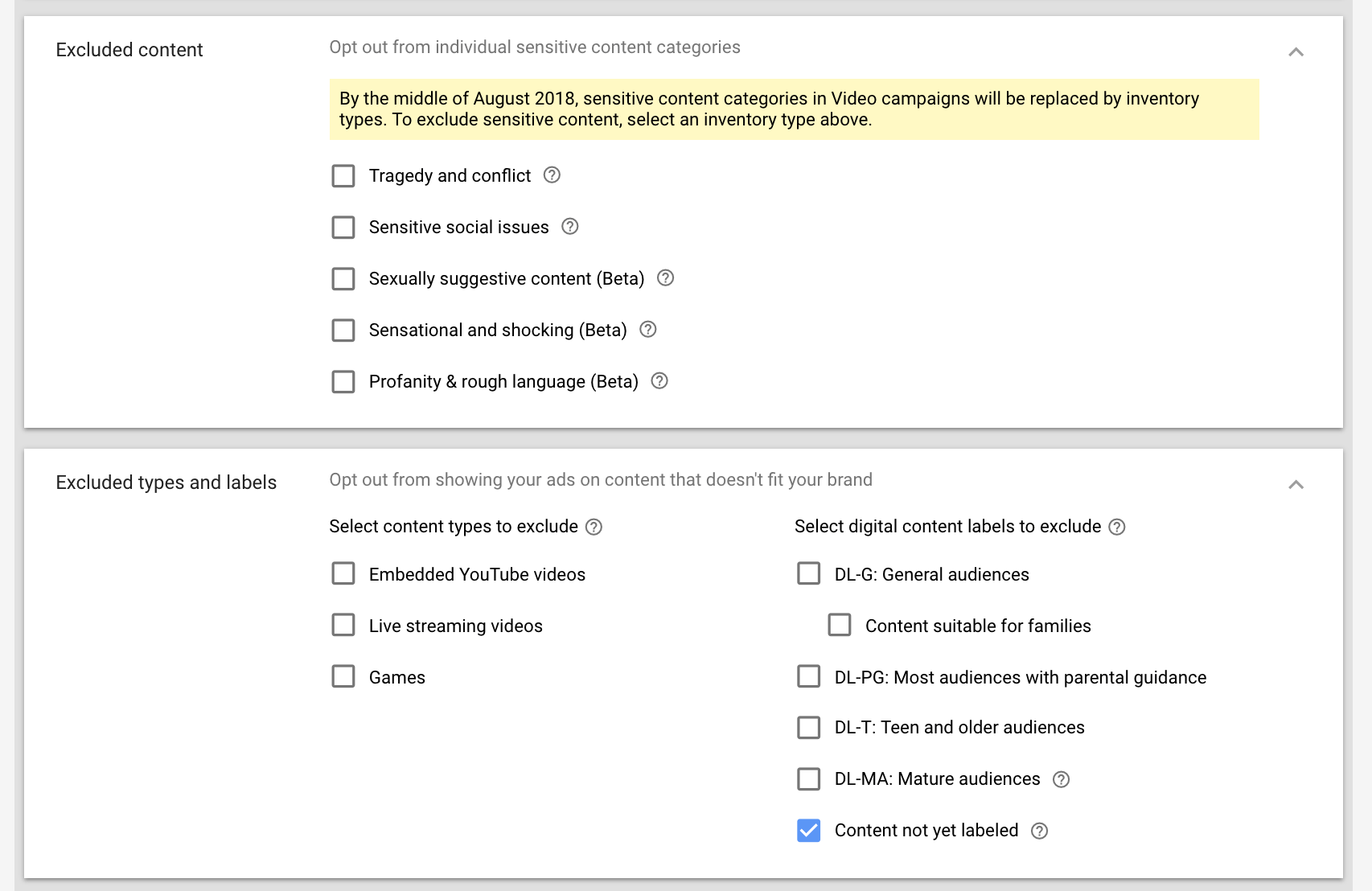 YouTube广告排除内容
