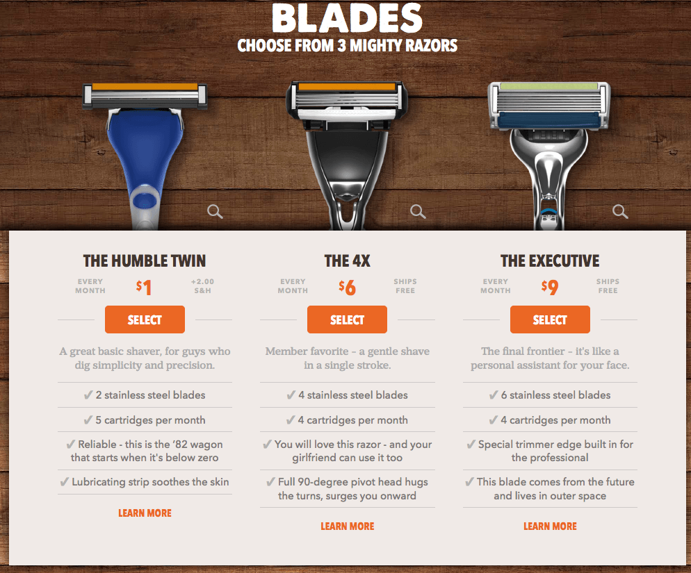 Dollar Shave Club Upsell