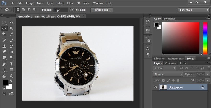 如何使用套索工具在Adobe photoshop
