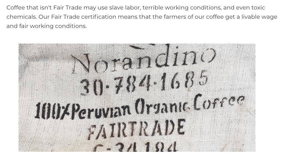 死亡愿望咖啡公平交易信息