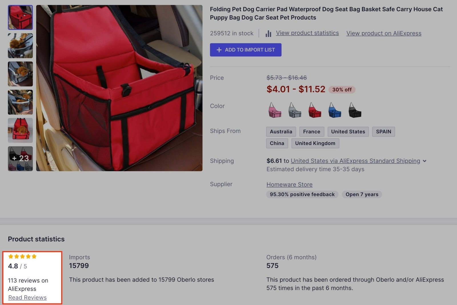 oberlo star ratings and review