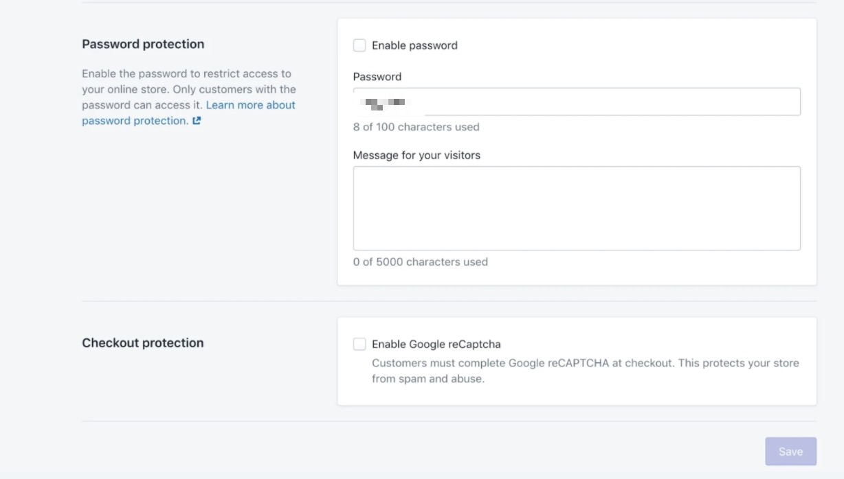 密码保护shopify商店