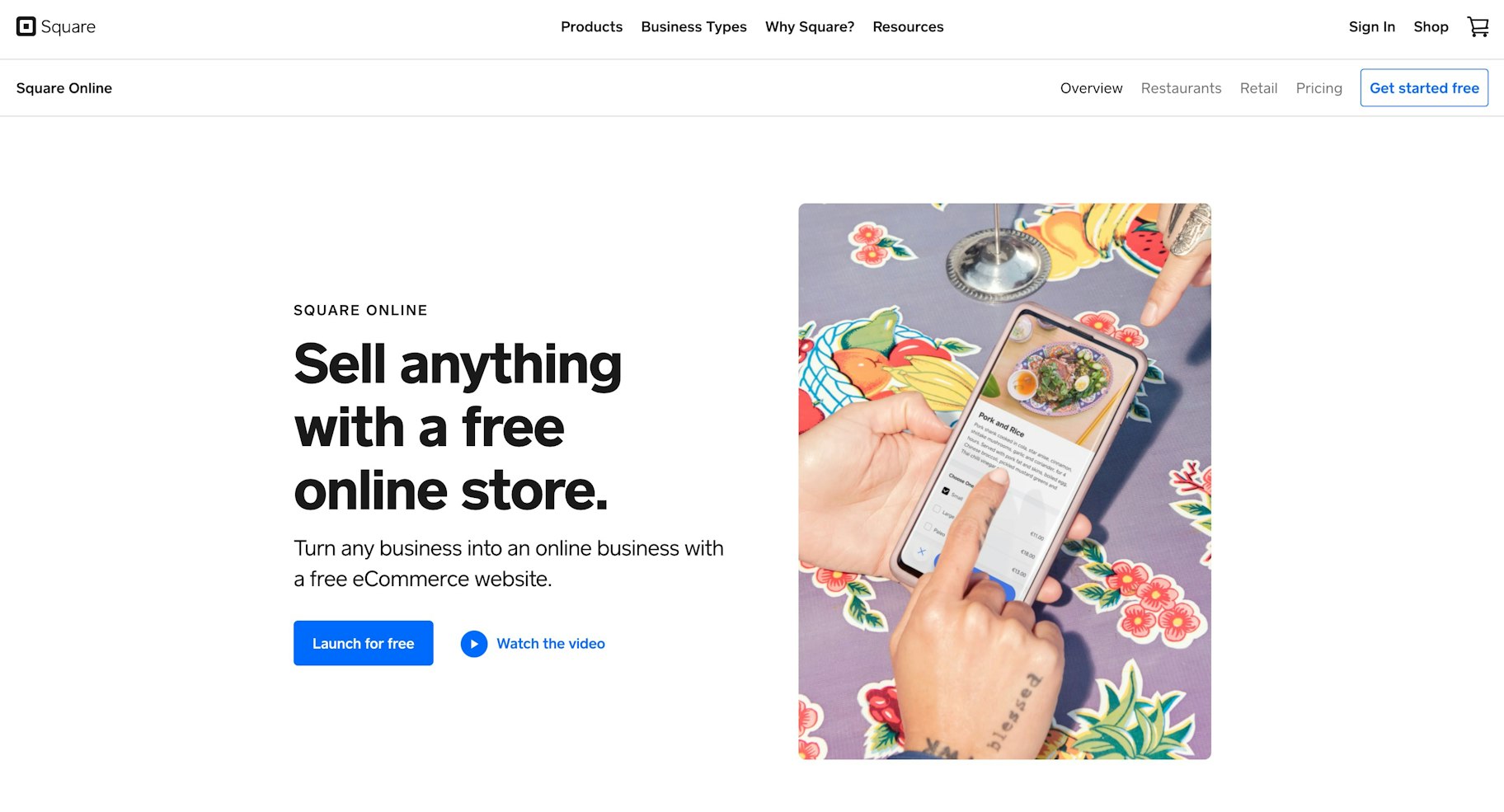 Shopify competitor in ecommerce: Square Online