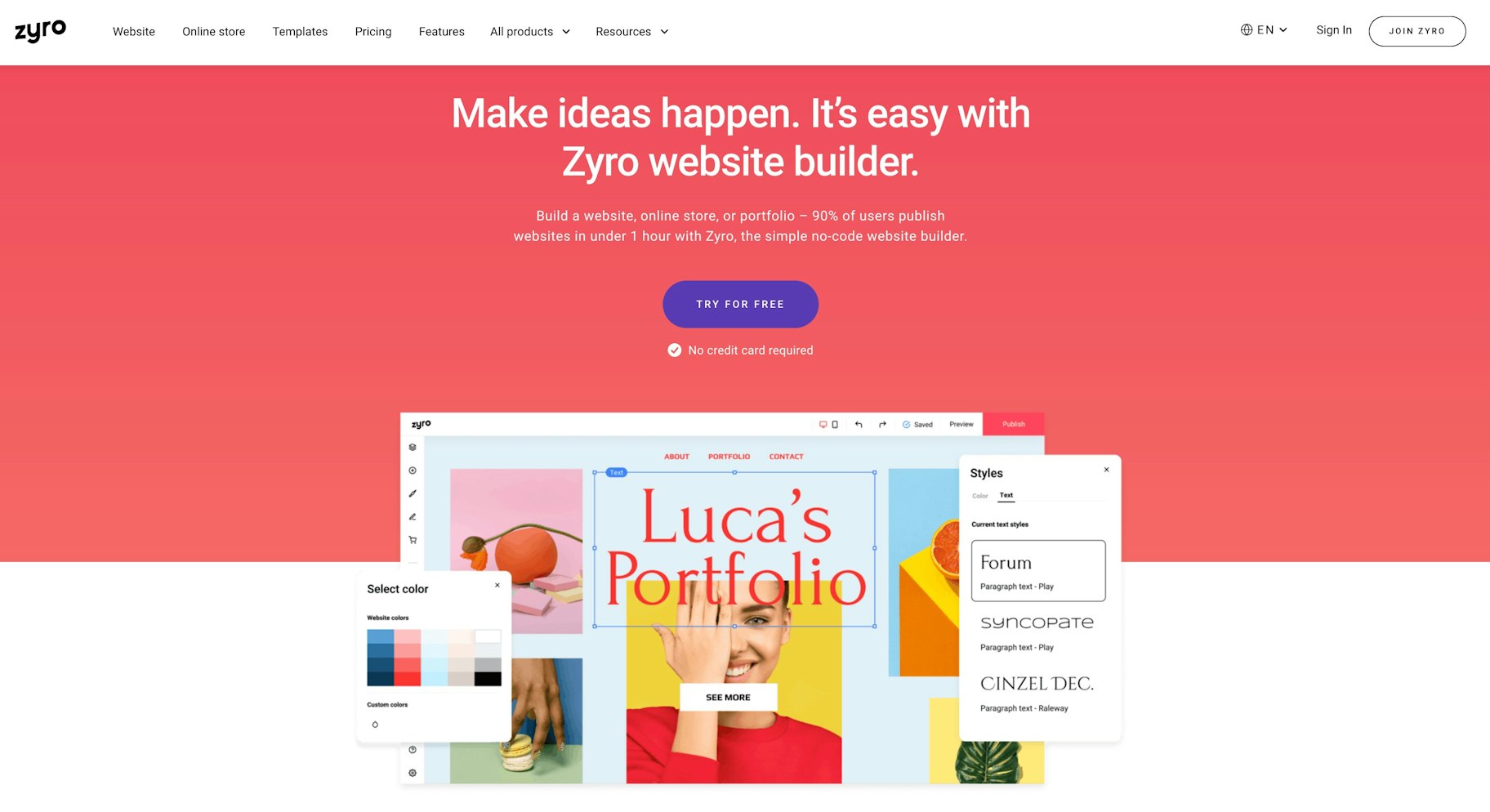 fast store builder: Zyro
