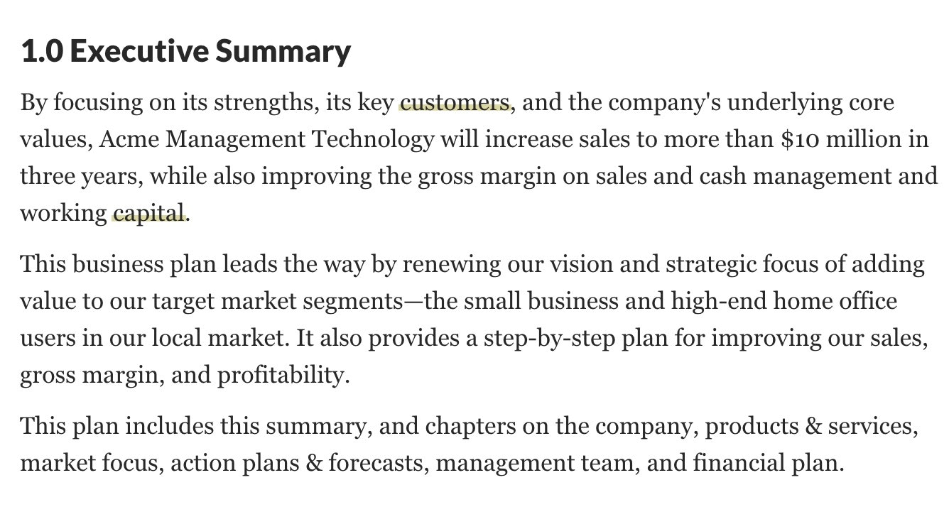 商业计划执行摘要