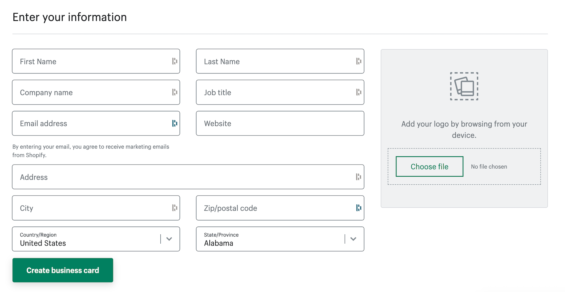 Shopify免费名片制作