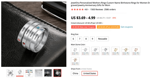 这款定制生日石戒指的目标受众是母亲、祖母和男性