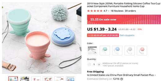 The third product recommendation is a foldable reusable cup