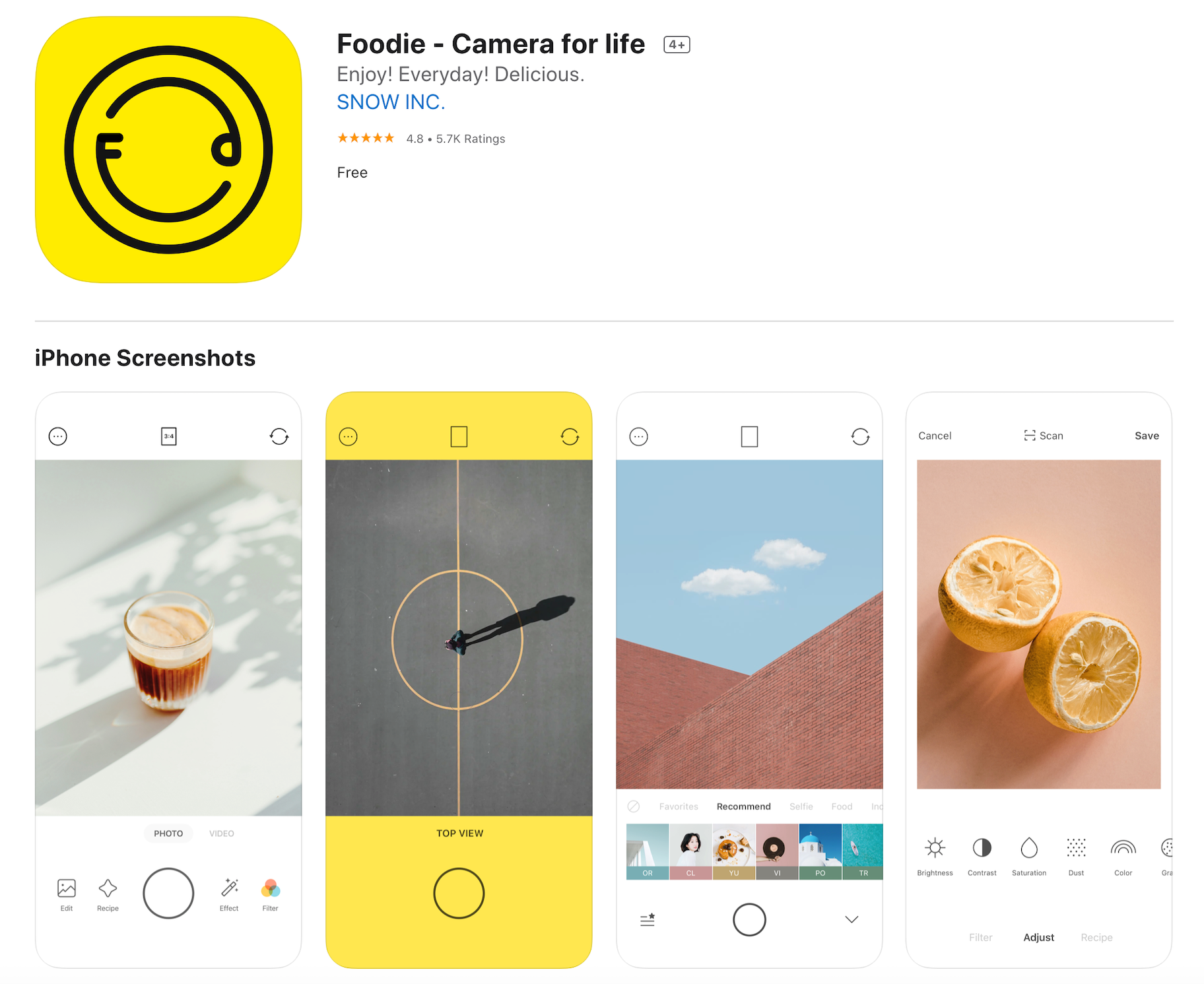Foodie免费照片过滤器应用程序