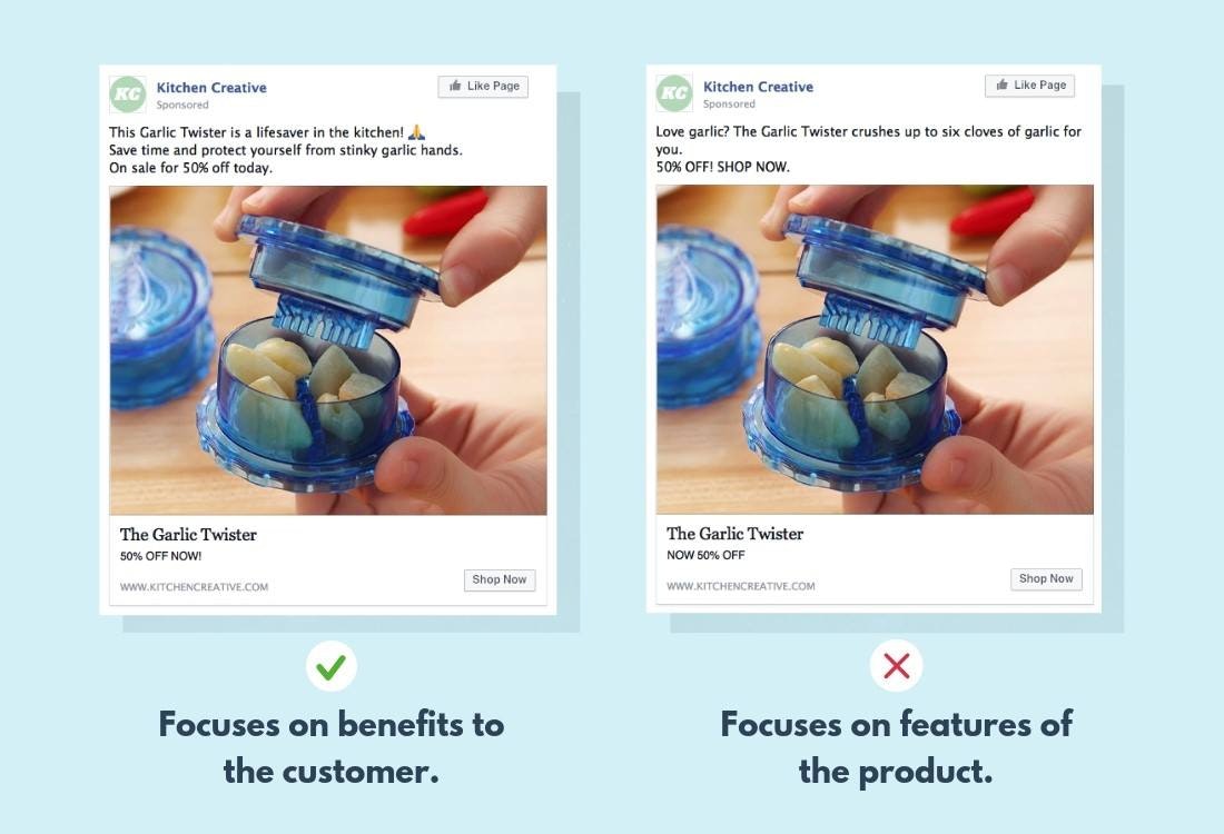 Screenshots of Harry's ad copy