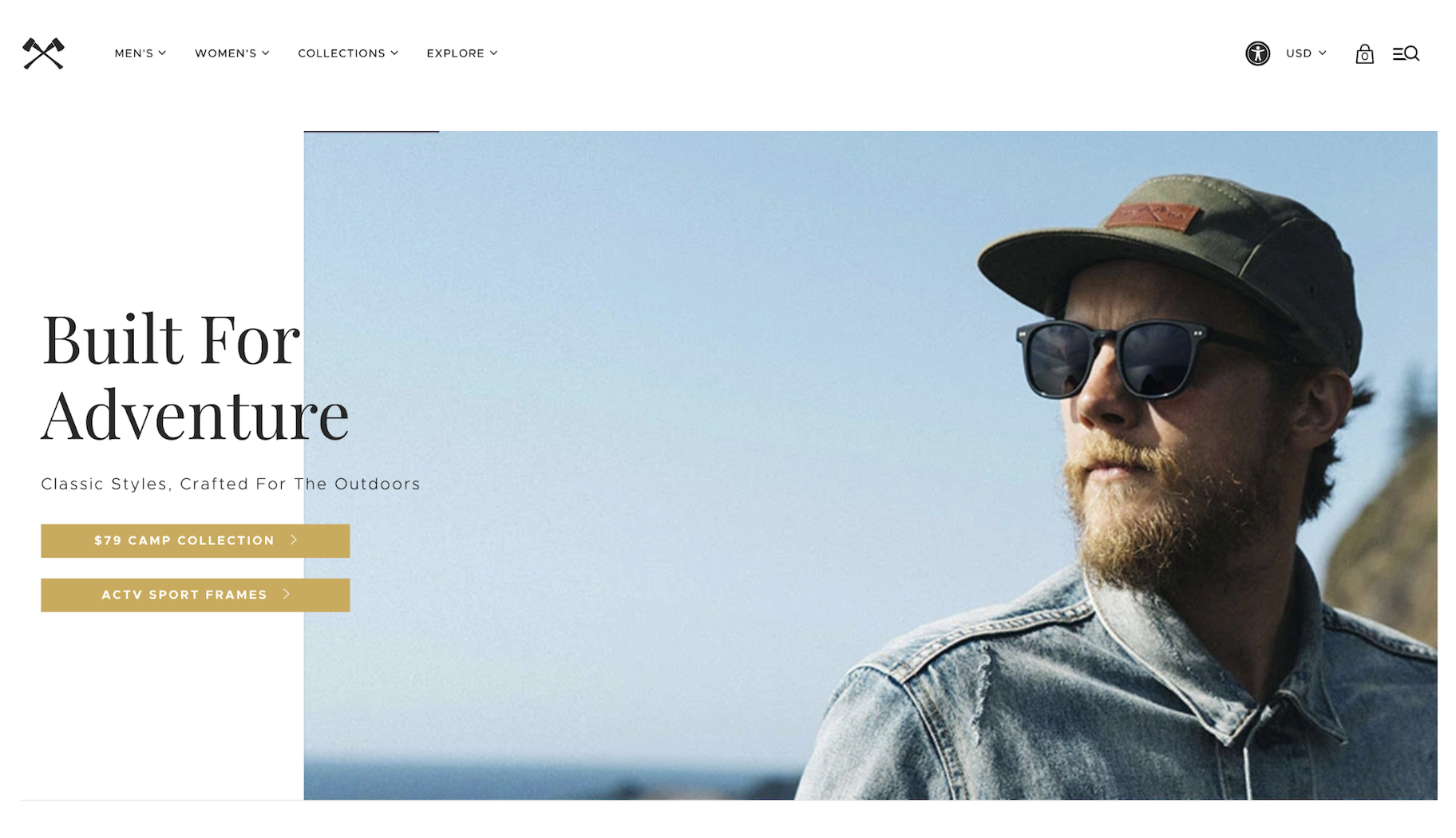 小型企业网站的例子:Shwood Eyewear