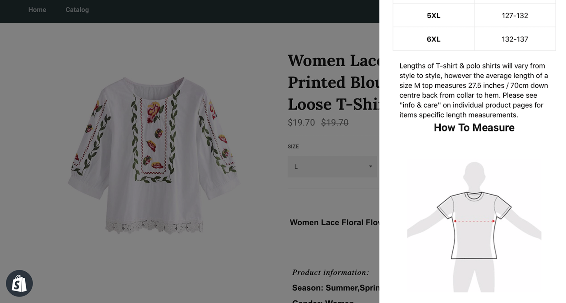 尺寸图表应用程序