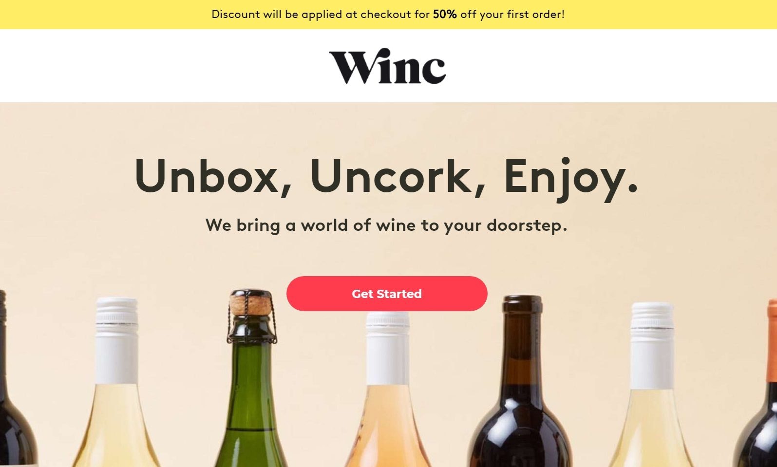 Winc酒厂登陆页面