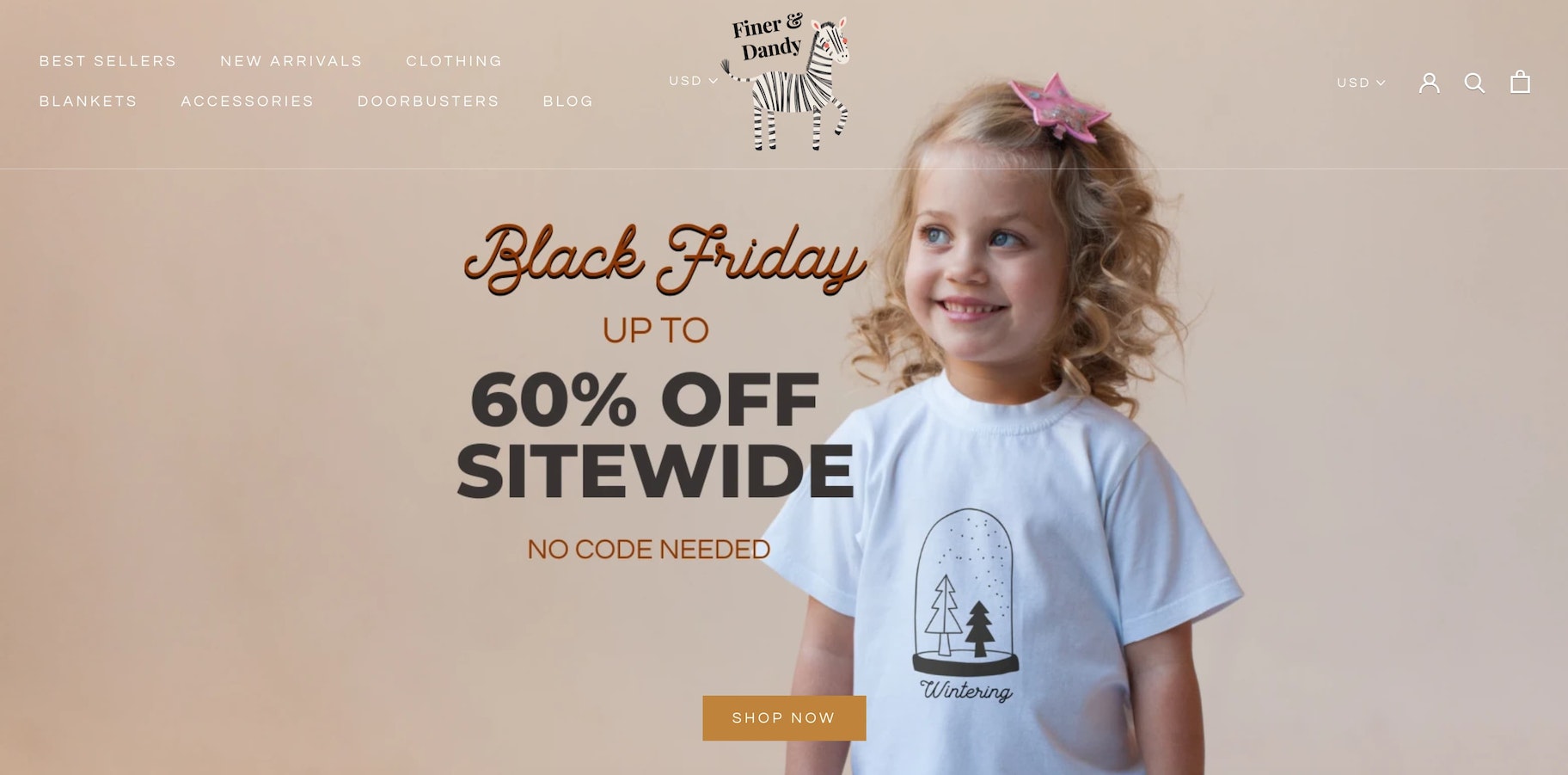 Finer and Dandy的主页上有黑色星期五的促销