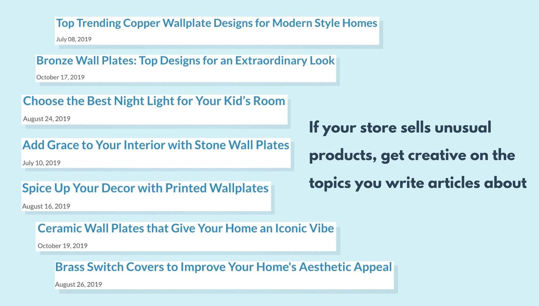 An image with seven screenshots of blog titles
