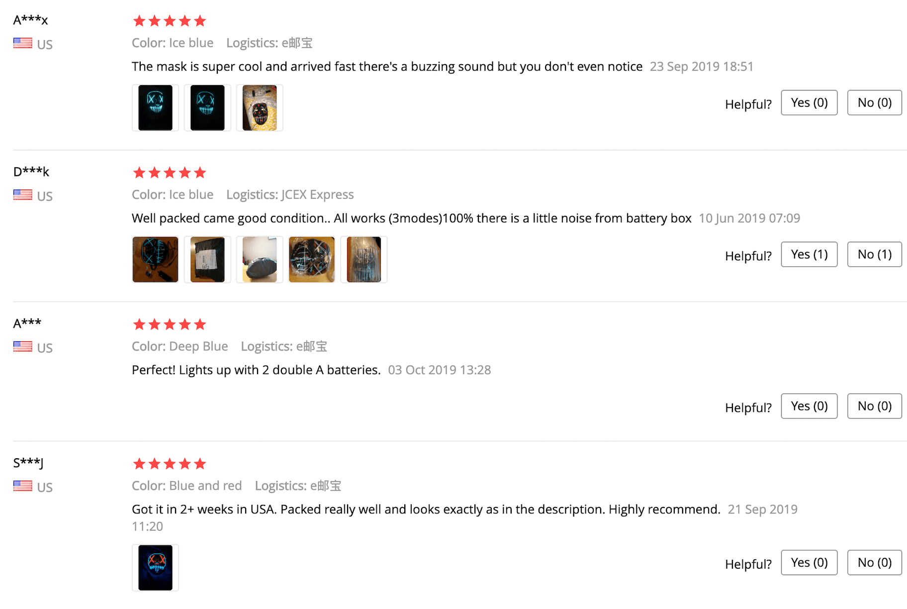 Screenshot of AliExpress reviews