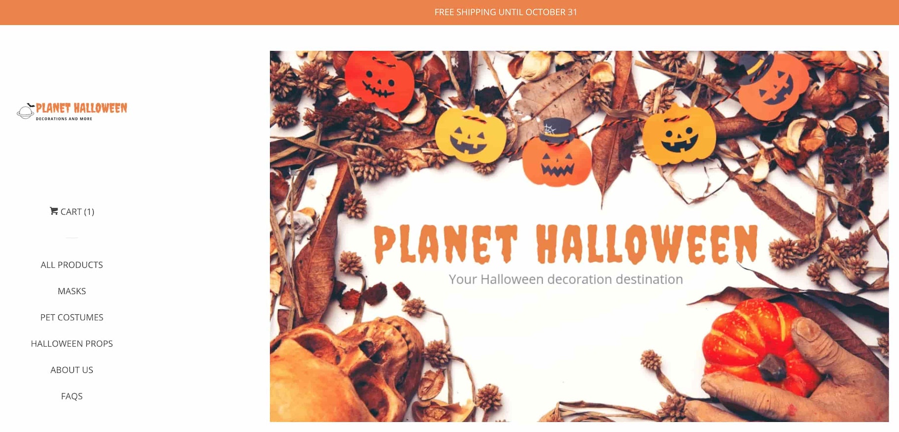 Screenshot of Planet Halloween home page