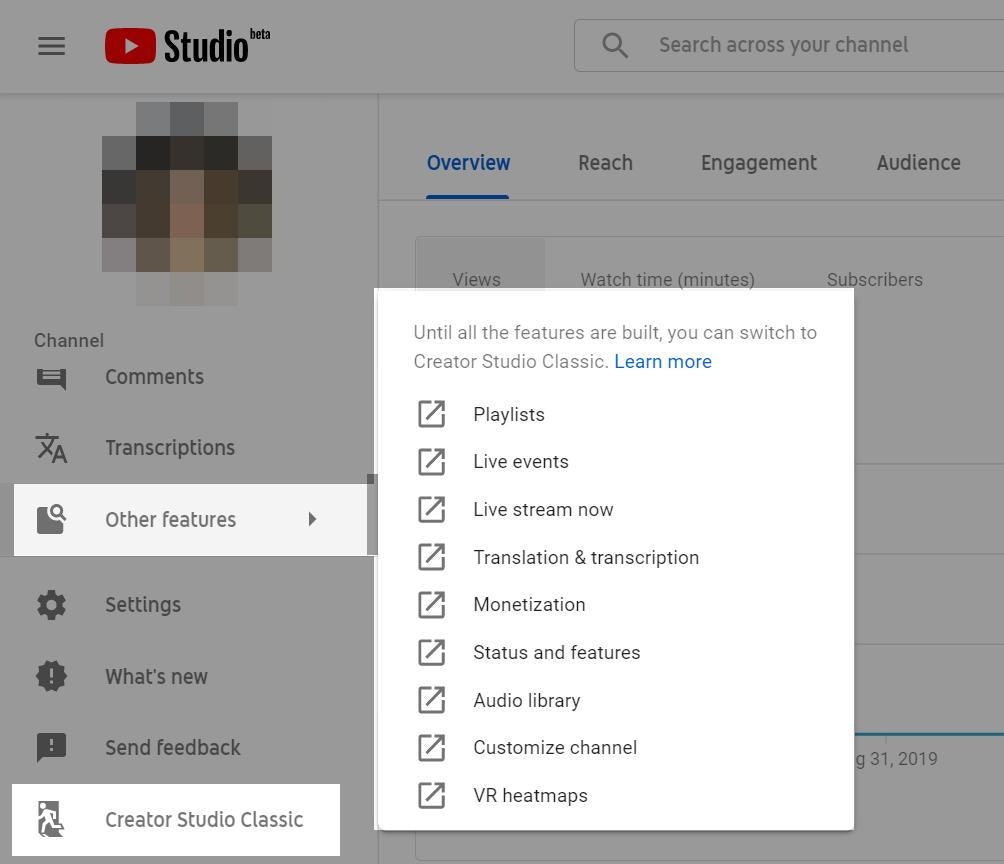 new creator studio youtube
