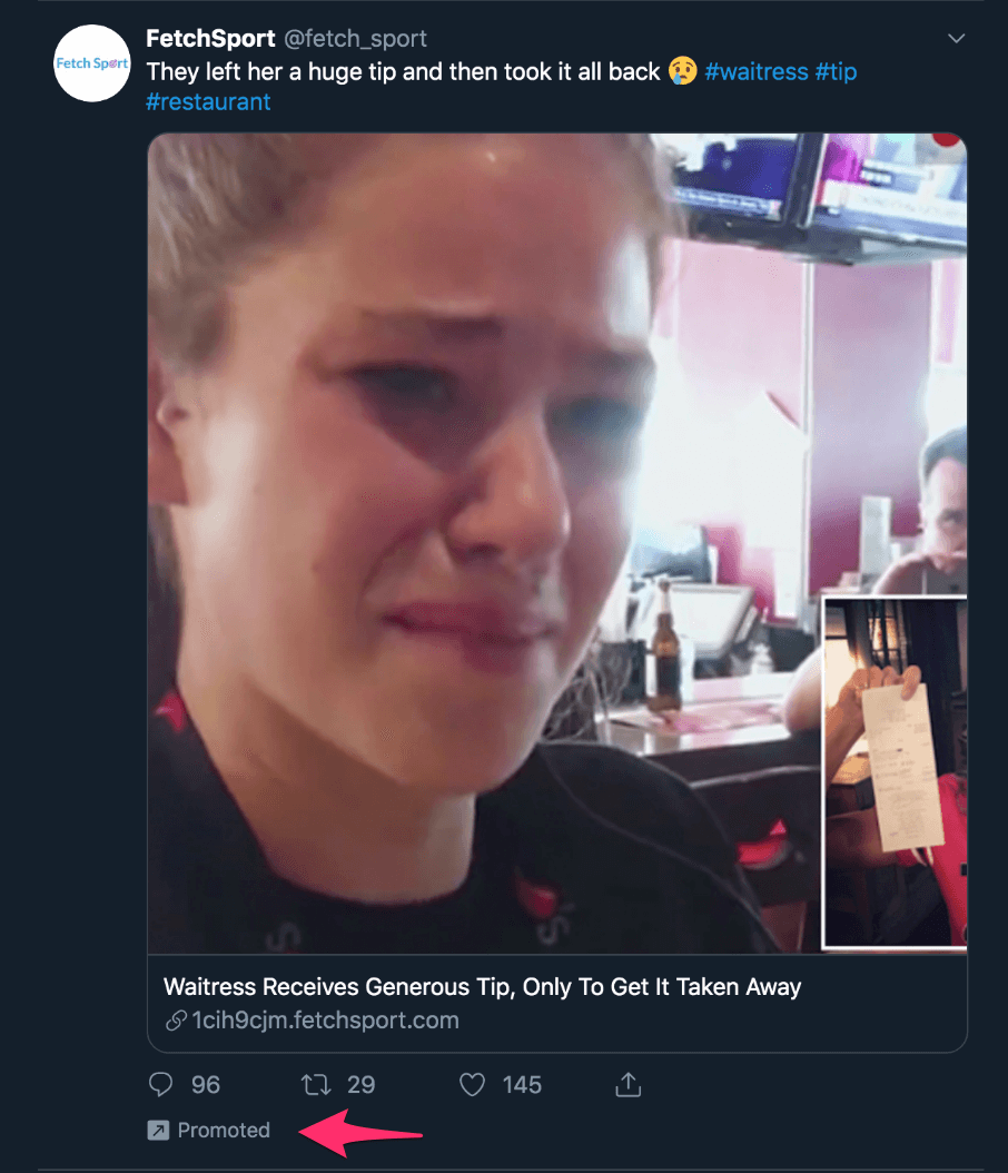 截图of Twitter promoted tweet