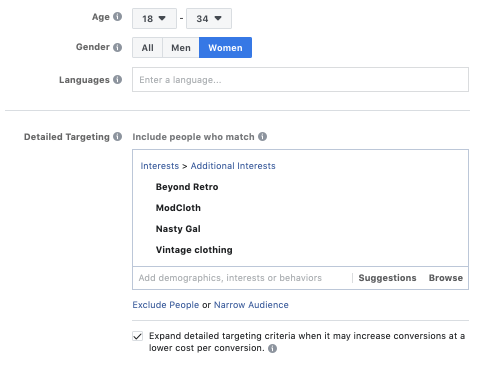 Facebook广告定位