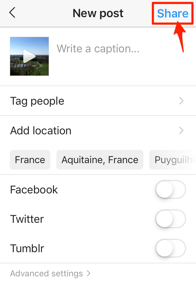 如何发布Instagram视频:第六步